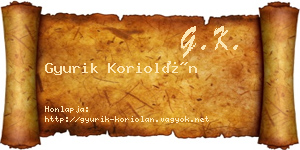 Gyurik Koriolán névjegykártya